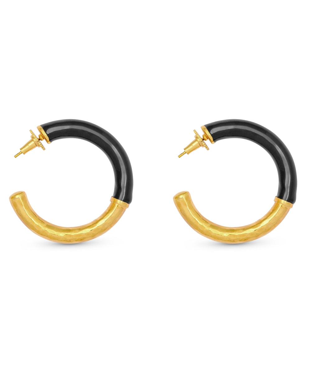 Black & Gold Hammered Hoop