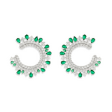 Royal crescent Emerlad diamond earring