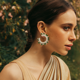 Royal crescent Emerlad diamond earring