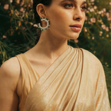 Royal crescent Emerlad diamond earring