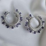 Royal crescent Amethyst diamond earring