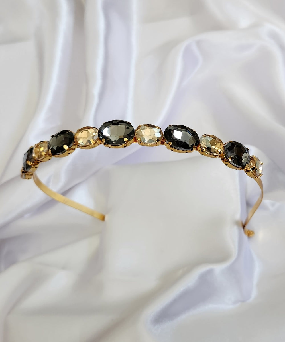 Gold & Black Oval Rhinestone Hairband
