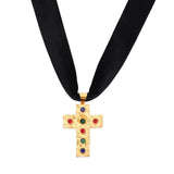 MALIAKA ARORA - Mob Wife Studded Cross Choker