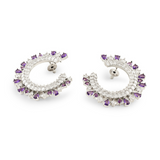 Royal crescent Amethyst diamond earring