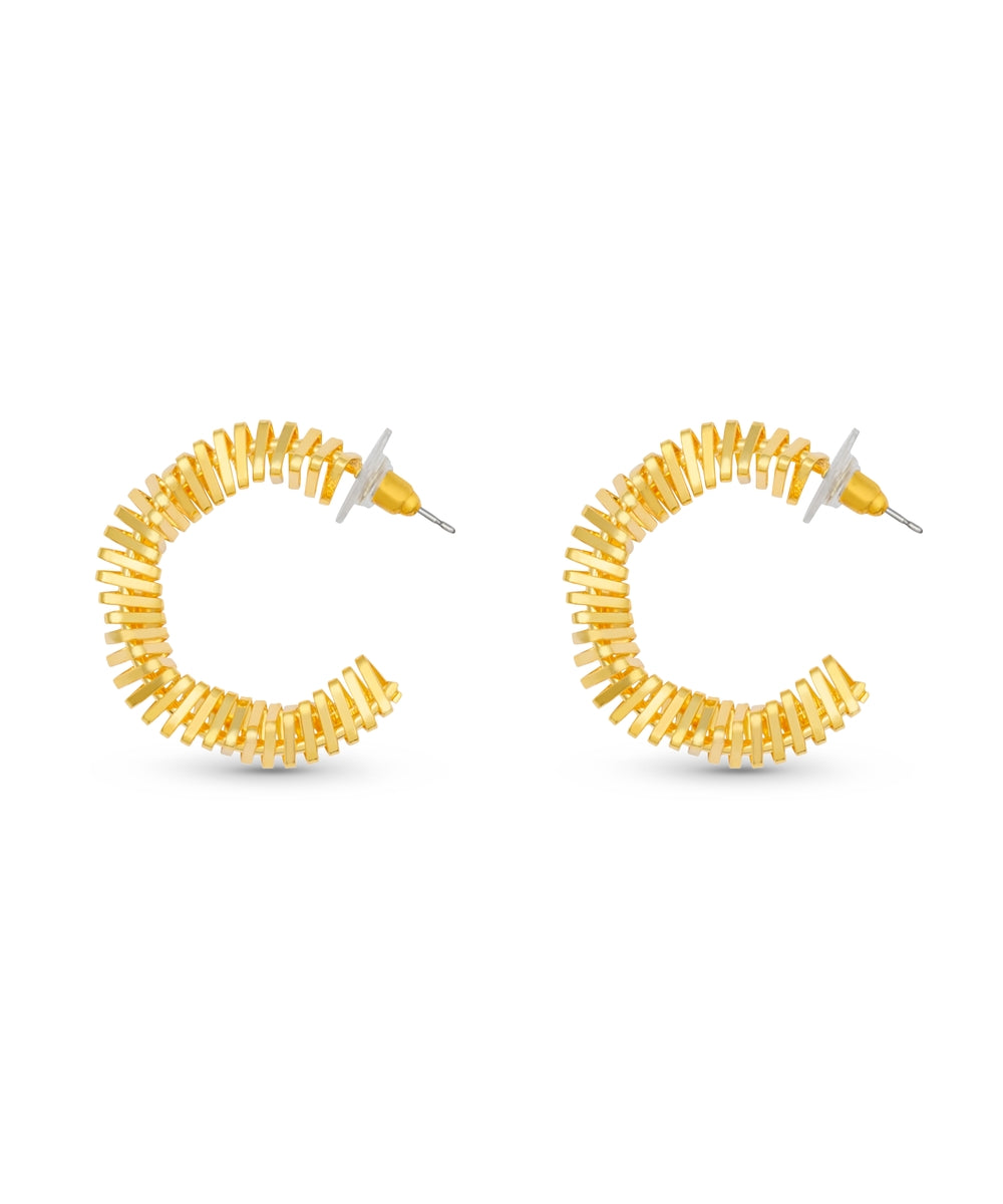 Spiral Line Gold Hoops