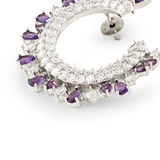 Royal crescent Amethyst diamond earring