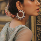 Royal crescent Amethyst diamond earring