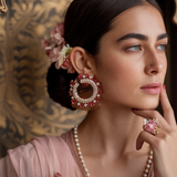 Royal crescent Ruby diamond earring