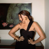 NEHA DHUPIA- Wooden Disc Bangle / Gold Triple Cuff / Moon Bangle