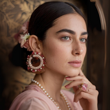 Royal crescent Ruby diamond earring