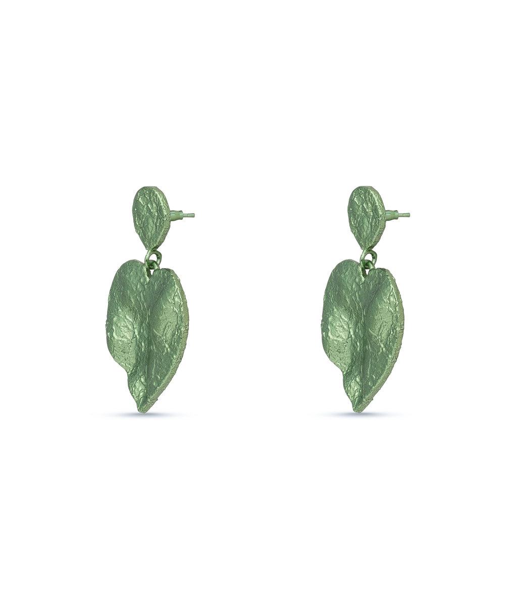 Seema Sajdeh seen wearing MNSH Mini Crushed Heart Green Earrings