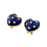 Amour Enamel Heart Studs (Royal Blue)