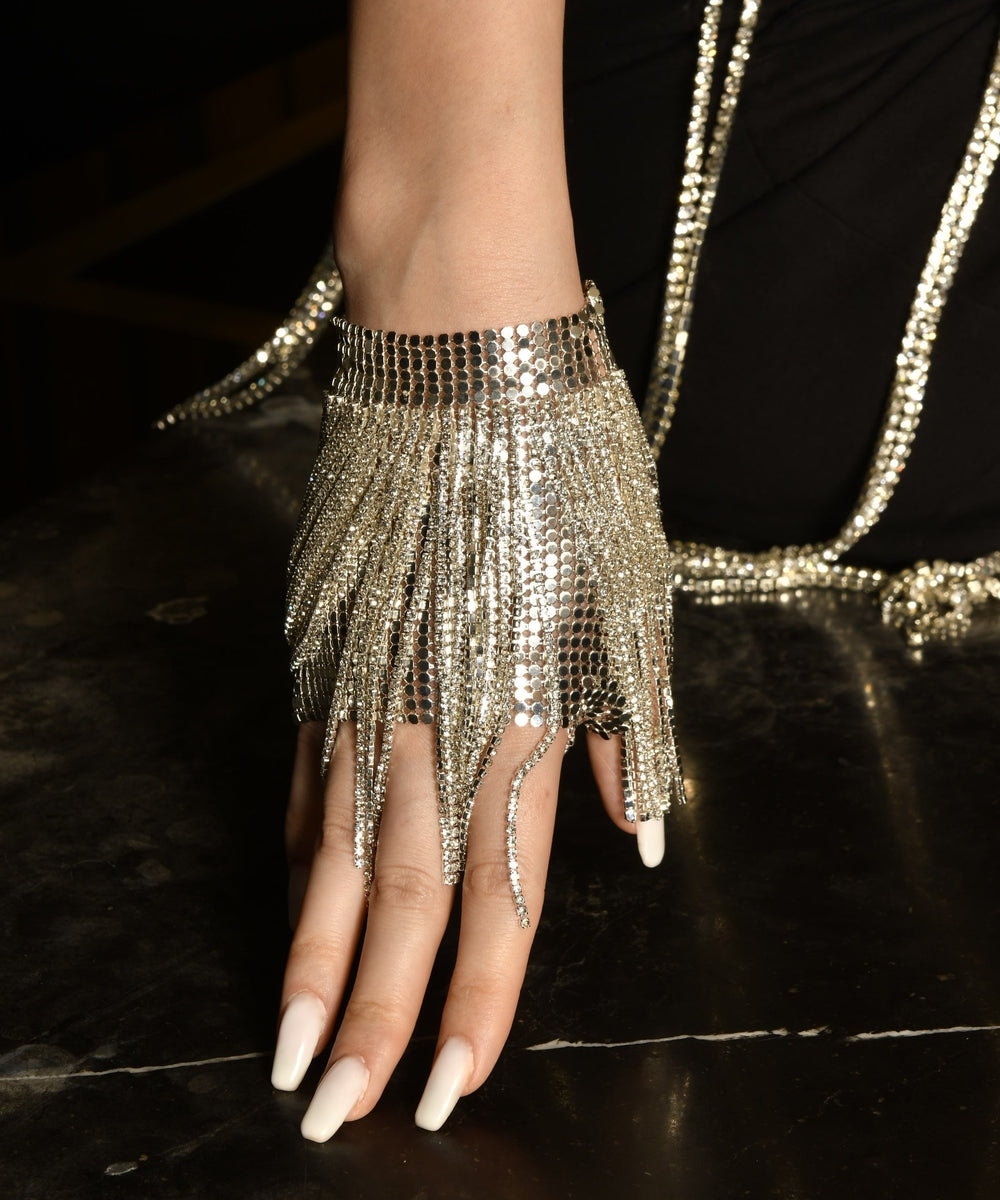 Silver Rhinestone Glove