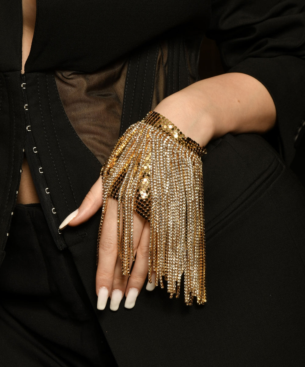 Gold Rhinestone Glove