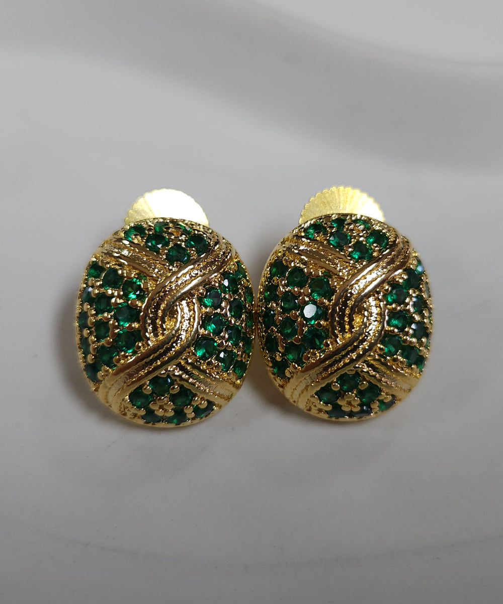 Emerald Oval Studs