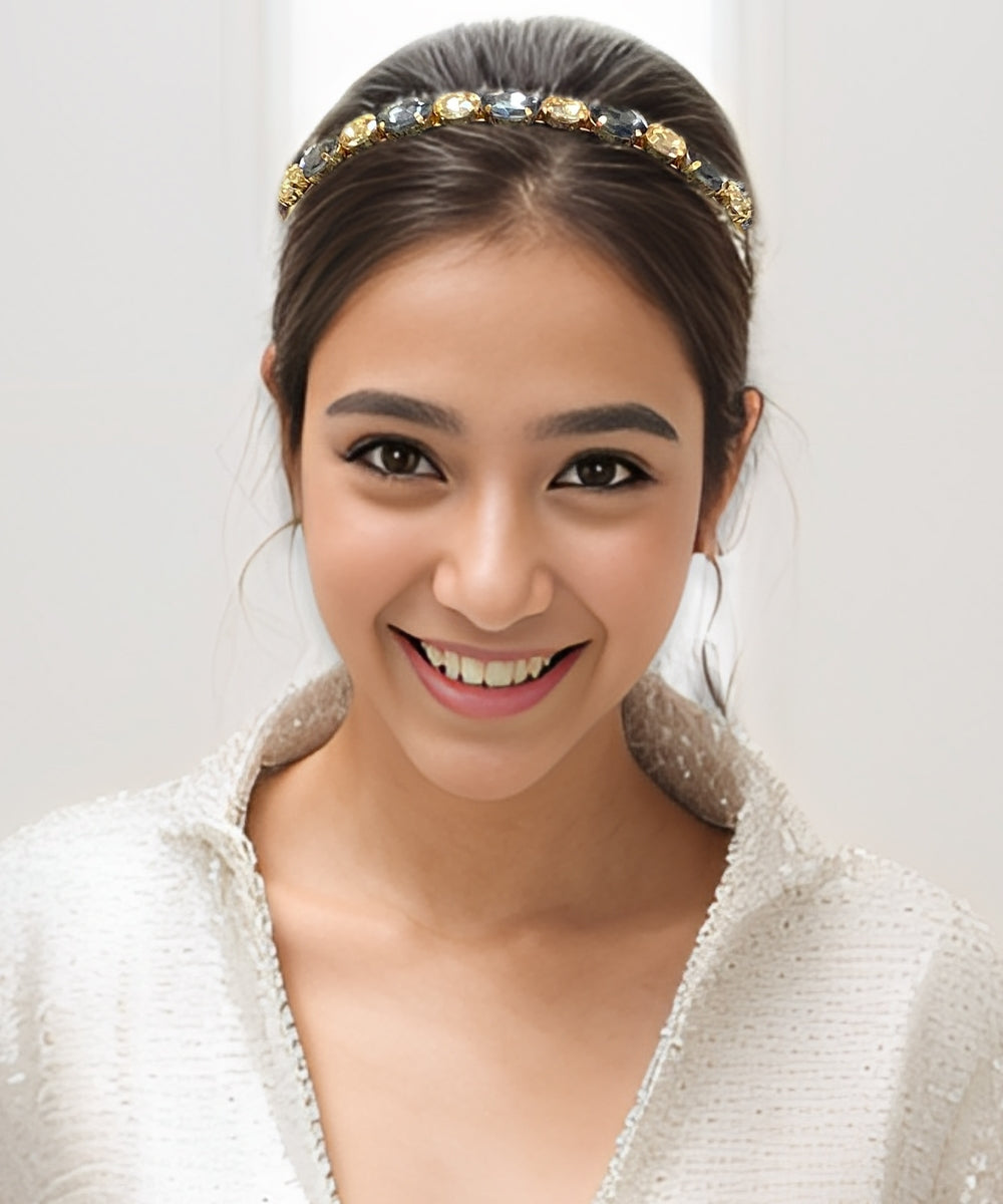 Gold & Black Oval Rhinestone Hairband