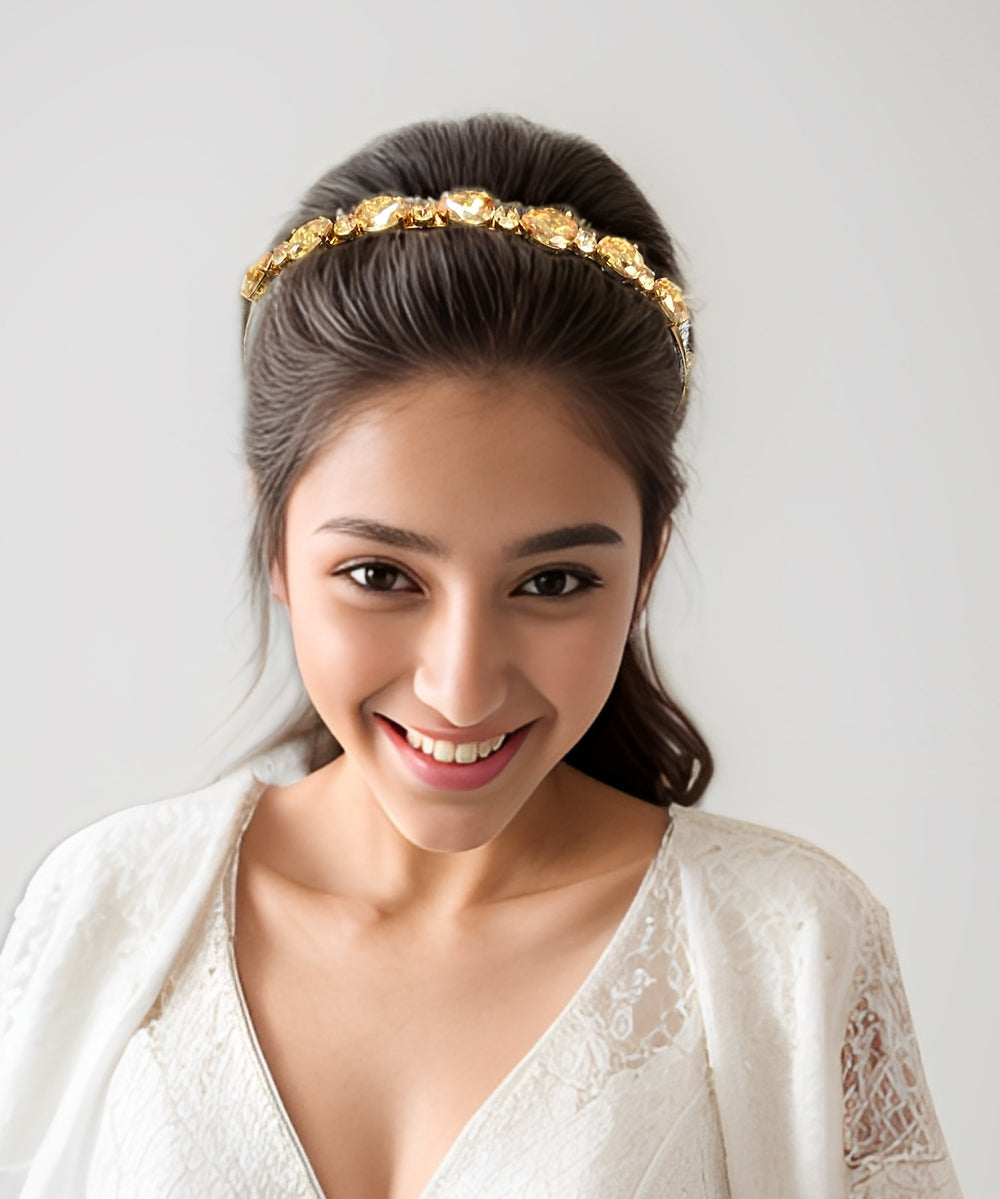 Gold Oval Rhinestone Hairband