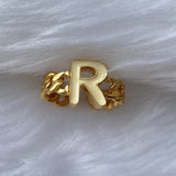 Signature Initial White Enamel Ring