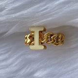 Signature Initial White Enamel Ring