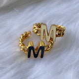 Signature Initial White Enamel Ring