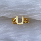 Signature Initial White Enamel Ring