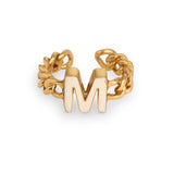 Signature Initial White Enamel Ring