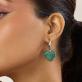 Diamond Heart Hoops (Green)