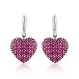Diamond Heart Hoops (Pink)