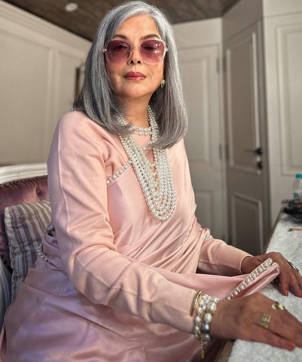 Zeenat Aman Wearing MNSH BAROQUE Pearla Necklace