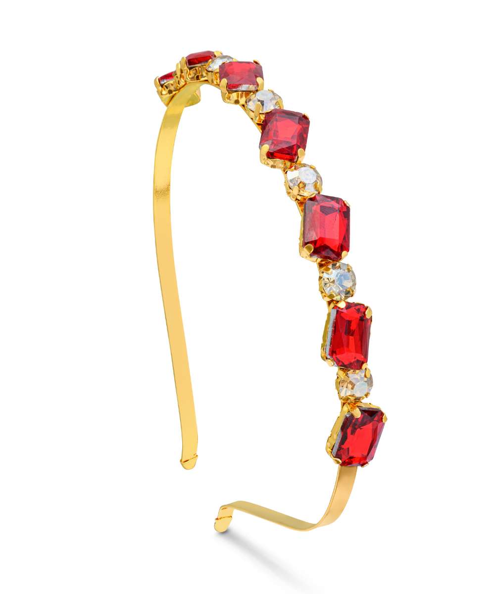 Red & Gold Rhinestone Hairband