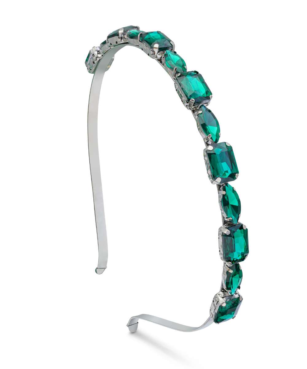 Green Rectangular Rhinestone Hairband