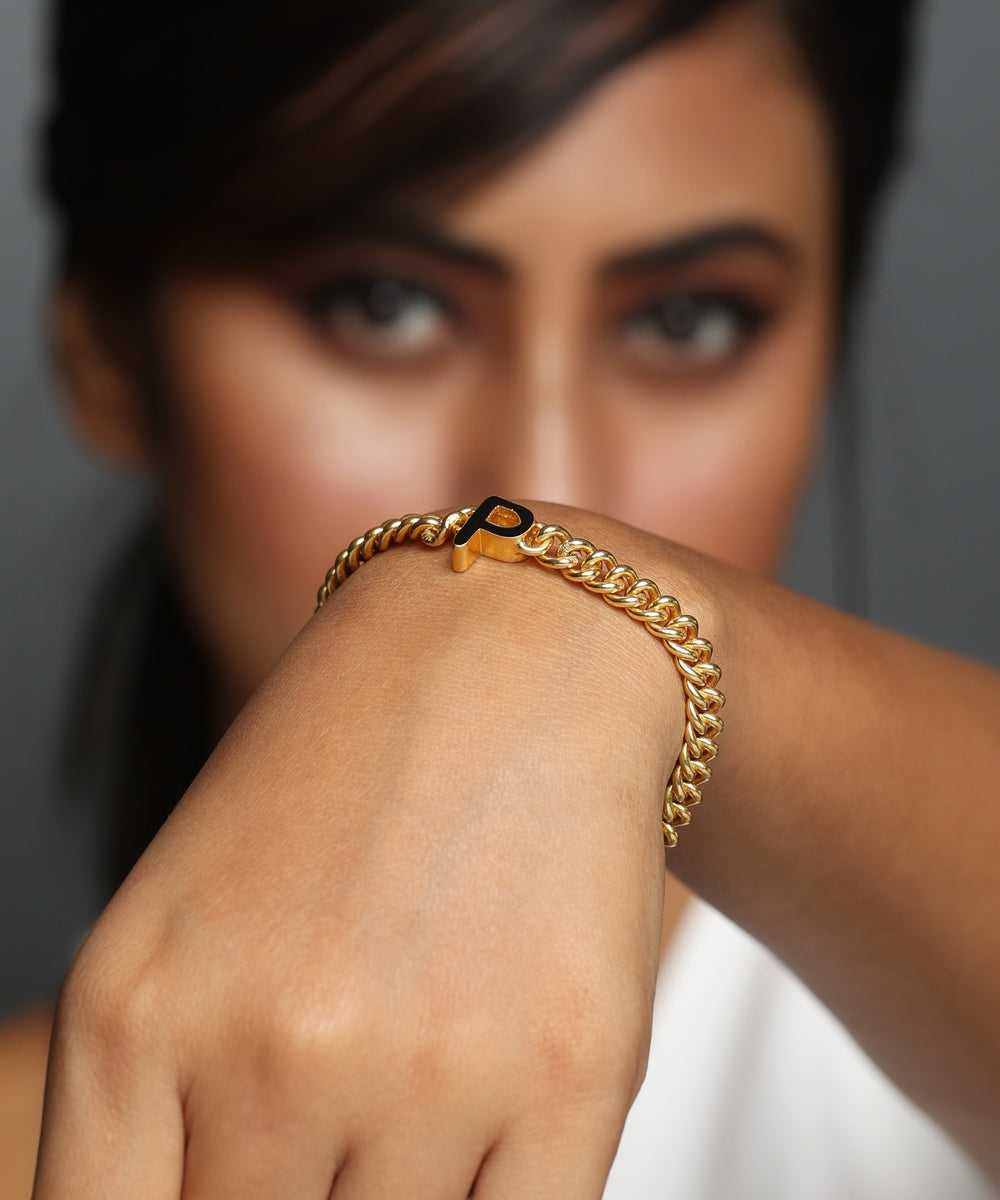 Initial Enamel Bracelet