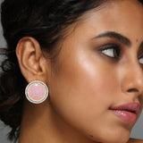 Royal Lotus Rose quartz Studs