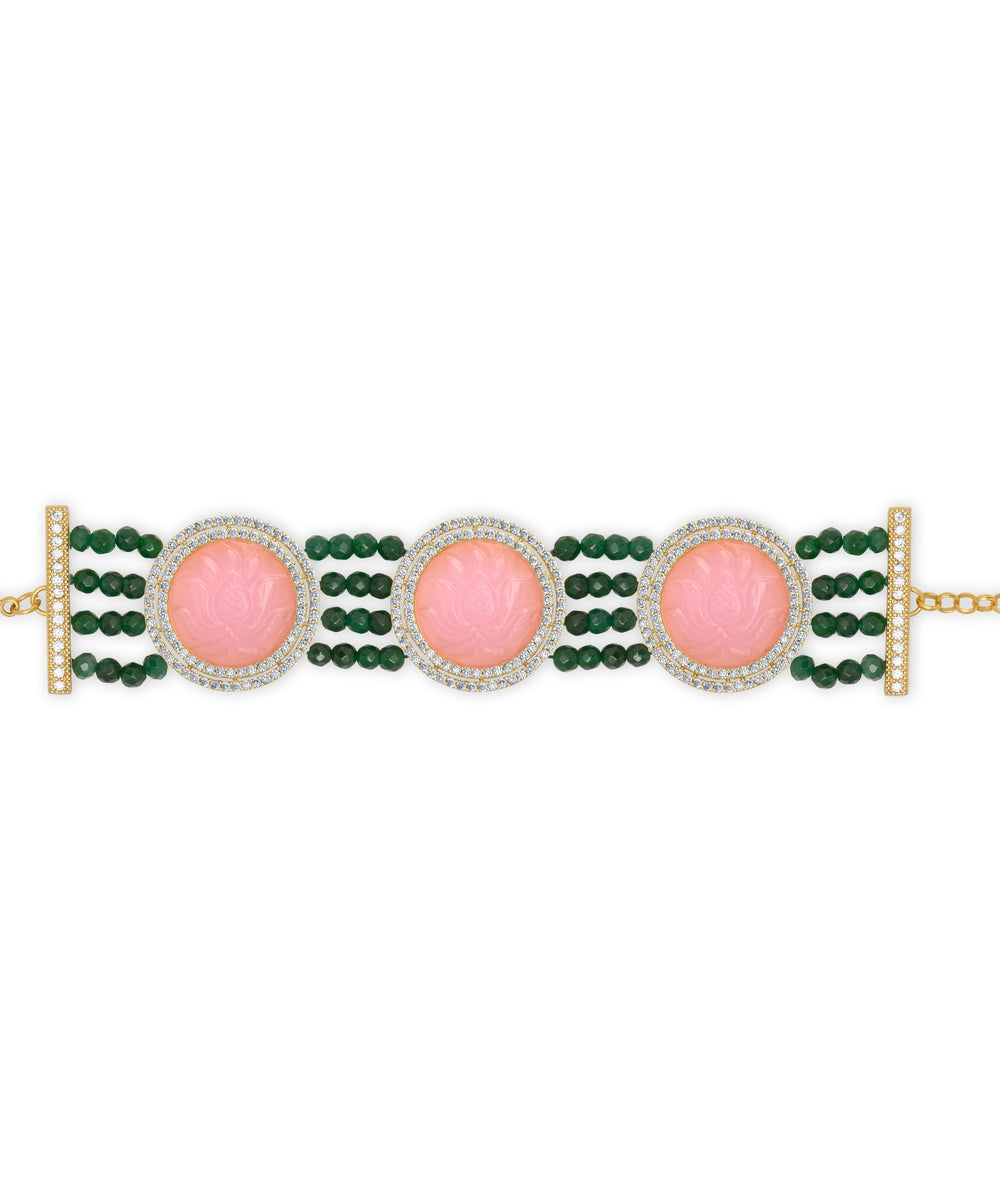 Royal Lotus Rose Quartz Bracelet