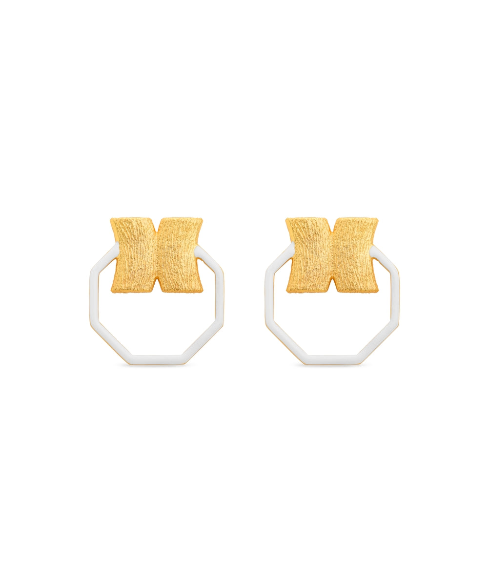 Candy Hexa White Earrings