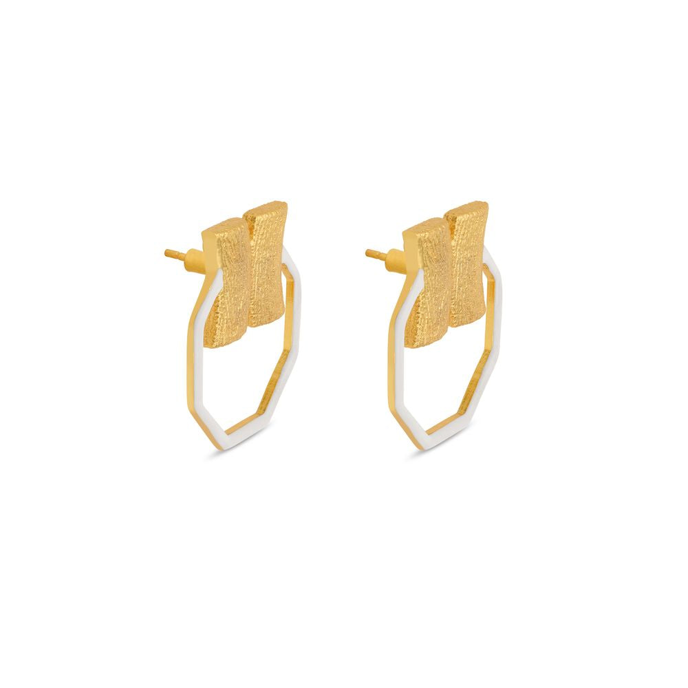 Candy Hexa White Earrings