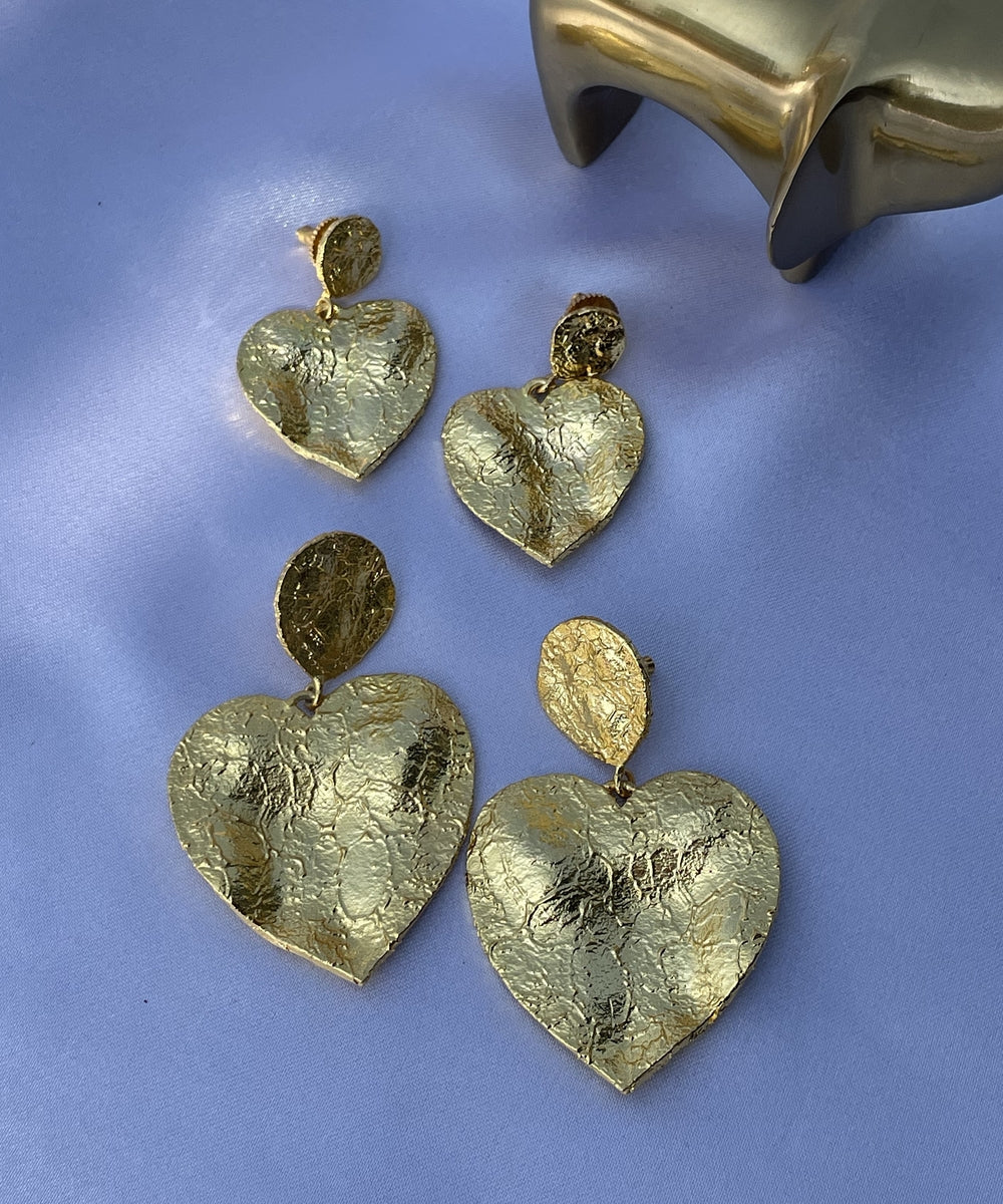 Mini Crushed Heart Earrings