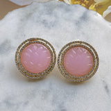 Royal Lotus Rose quartz Studs