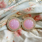 Royal Lotus Rose quartz Studs