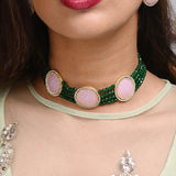 Royal Lotus Rose quartz Choker