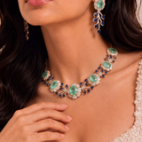 Bageecha Diamond Sapphire and Mint Green Choker Set