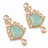 Noor Mint Green Polki Pendant Set