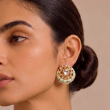 Noor Mint Green Crescent Studs