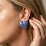 Diamond Royal Blue Heart Studs
