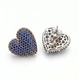 Diamond Royal Blue Heart Studs