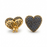 Diamond Navy Blue Heart Studs