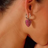 Diamond Heart Hoops (Pink)