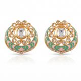 Noor Mint Green and Pink Crescent Studs