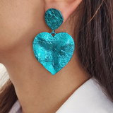 Crushed Heart Blue Earrings