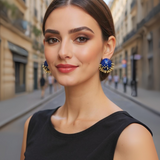 Vine Round Studs (Blue)
